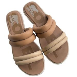 EUC Sorel Leather Ella ll Puff Slide Sandals Size 8